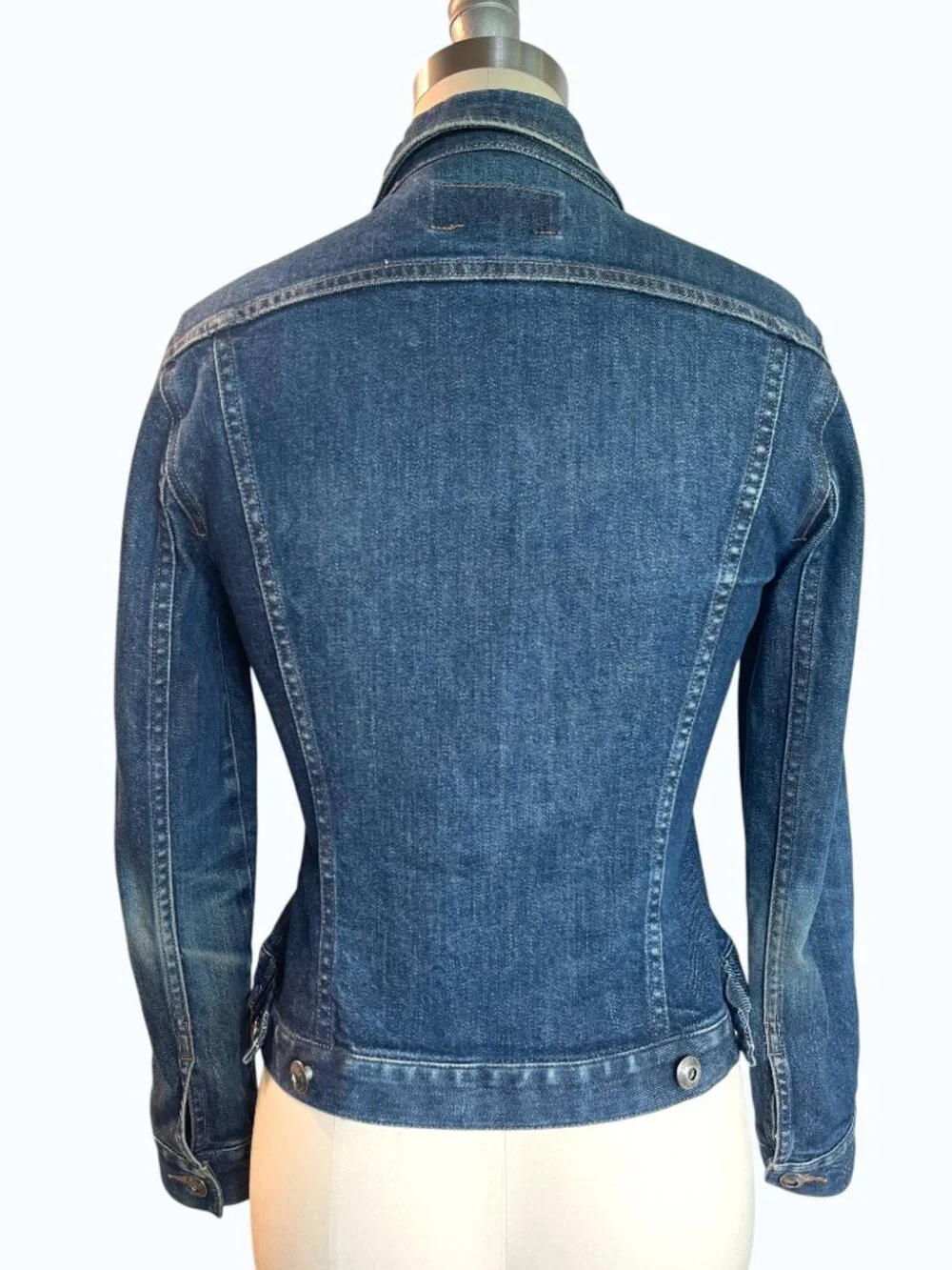VTG French Connection Y2K Fitted Stretch Denim Hourglass Trucker Jacket Medium